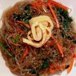Vegetarian Japchae (Korean Glass Noodles w Vegetables)