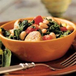 White Bean and Sausage Ragout with Tomatoes, Kale, and Zucchini