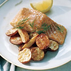 Roasted Salmon and Potatoes with Dill