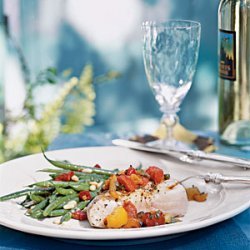 Grilled Halibut with Three-Pepper Relish