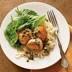 Scallop Piccata with Sauteed Spinach