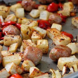 Roasted Potatoes, Chicken Sausage and Peppers