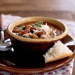 Escarole, Three Bean, and Roasted Garlic Soup