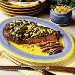 Cilantro-Garlic Sirloin with Zesty Corn Salsa