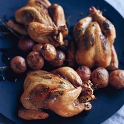 Grilled Poussins with Lemon Herb Butter