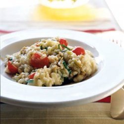 Risotto with Fresh Mozzarella, Grape Tomatoes, and Basil