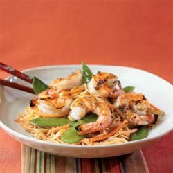 Orange-Sesame Noodles with Grilled Shrimp