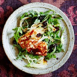 Arugula and Halloumi Salad with Pomegranate Molasses Dressing