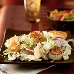 Seared Sea Scallops on Asian Slaw