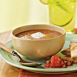 Black Bean-Tomato Soup with Cilantro-Lime Cream