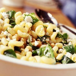 Cavatappi with Spinach, Garbanzo Beans, and Feta