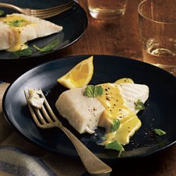 Basil-Steamed Halibut with Lemon Crème Sauce