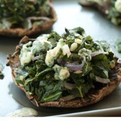 Portobellos Stuffed with Greens and Blue