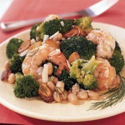 Shrimp Salad with White Beans, Broccoli, and Toasted Garlic