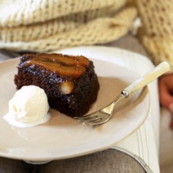 Upside-Down Pear Gingerbread Cake