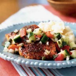 Spice-Rubbed Salmon with Cucumber Relish