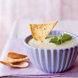 Basil Parmesan Dip with Pita Chips