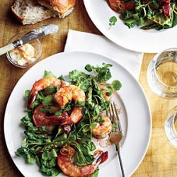 Romaine, Asparagus, and Watercress Salad with Shrimp