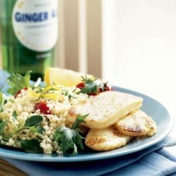 Halloumi with Couscous and Greens