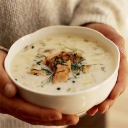 Leek and Fennel Chowder with Smoked Salmon