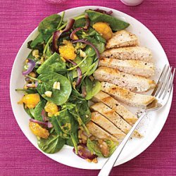 Wilted Spinach Salad with Chicken and Mandarin Oranges