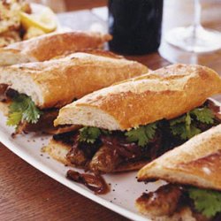 Grilled Merguez Sandwiches with Caramelized Red Onions
