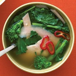 Broccoli Rabe and Ham in Ginger Broth