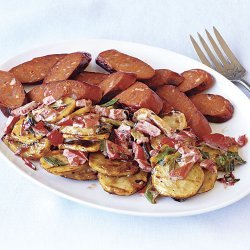 Grilled Spice-Rubbed Pork Tenderloin with Sweet Potatoes and Scallions