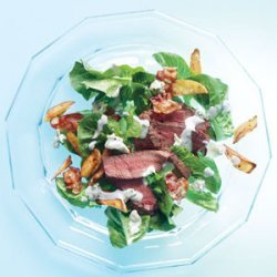 Steak Salad With Bacon, Crispy Potatoes, and Blue Cheese Dressing