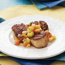 Chile-Crusted Scallops with Mango-Papaya Salsa