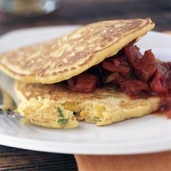 Double Corn Pancakes with Jalapeño and Chunky Tex-Mex Tomato Sauce