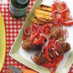 Sausages and Polenta With Marinated Peppers
