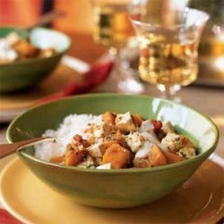 Sweet Potato and Cashew Korma over Coconut Rice