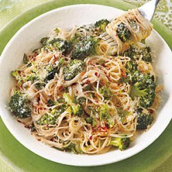 Garlicky Angel Hair with Roasted Broccoli