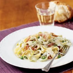 Fettuccine Alfredo with Peas and Prosciutto