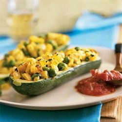 Stuffed Zucchini with Potatoes and Peas