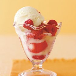 White-Chocolate Raspberry Sundaes