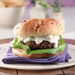 Lamb Burgers with Feta-Cucumber Raita