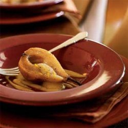 Warm Caramelized Pears with Clove Zabaglione