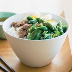 Pork and Asparagus Rice Bowl