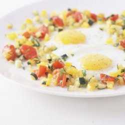 Fried Eggs with Vegetable Confetti