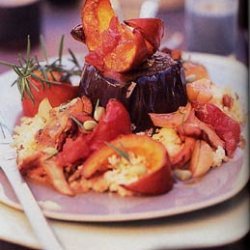 Eggplant Steaks with Pumpkin, Tomato, and Mushroom Ragoût