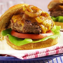 Bacon-Cheddar Burgers with Caramelized Onions