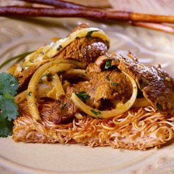 Noodle Cakes with Coconut-Beef Stir-Fry