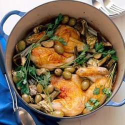 Chicken Halves with Artichokes and Garlic