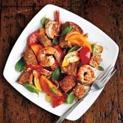 Tomato Panzanella with Shrimp and Basil