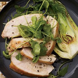 Mustard-Glazed Chicken with Arugula and Bok Choy