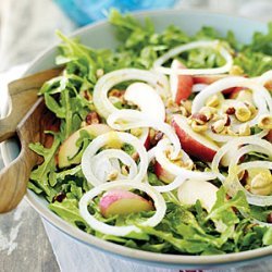 Arugula Salad with White Nectarines and Mango Chutney Dressing