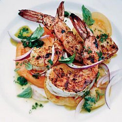 Barbecued Spiced Shrimp with Tomato Salad