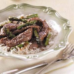 Asparagus Beef Stir-Fry (red wine and teriyaki sauce)